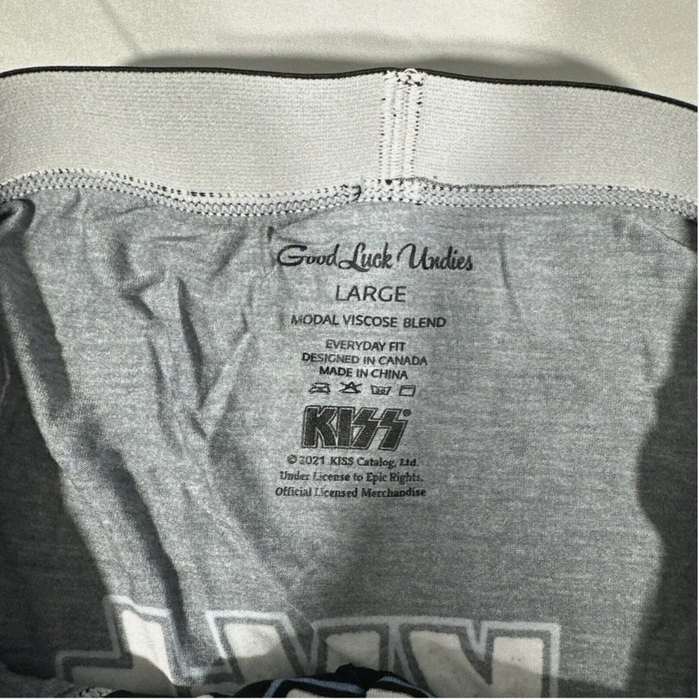 NEW‎ Good Luck Undies [ Men's Large ] KISS Boxer Brief Underwear Black